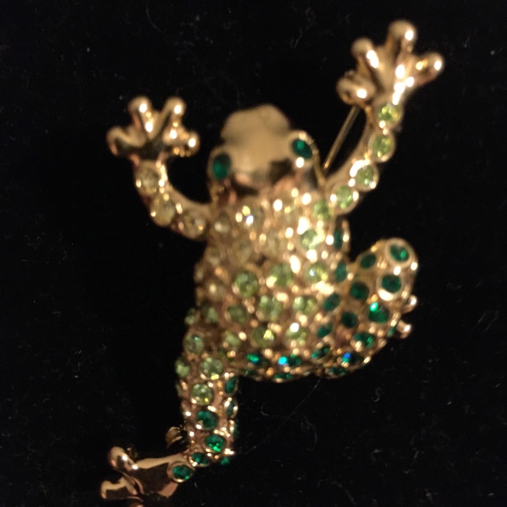 😎🎁❤️ vintage Money crystal Frog brooch  pin❤️🎁 - Picture 11 of 15